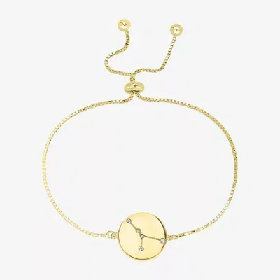 Sparkle Allure Zodiac Coin Womens Crystal 14k Gold Over Brass Round Bolo Bracelet In Purple