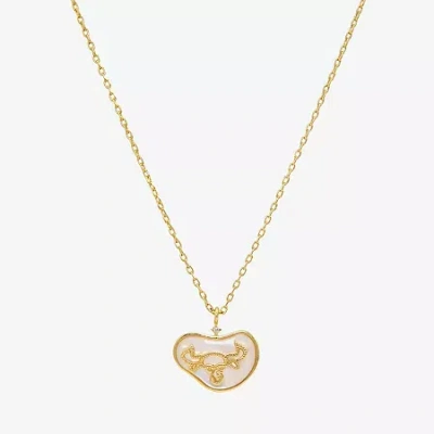 Sparkle Allure Zodiac Womens Cubic Zirconia 14k Gold Over Brass 16 Inch Pendant Necklace In Brown