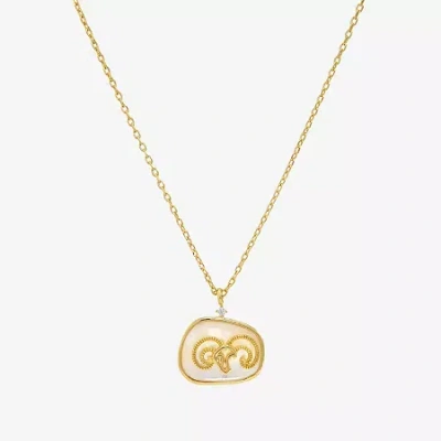 Sparkle Allure Zodiac Womens Cubic Zirconia 14k Gold Over Brass 16 Inch Pendant Necklace In Red