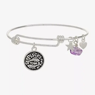 Sparkle Allure Zodiac Womens Red Ruby Pure Silver Over Brass Round Bangle Bracelet In Metallic