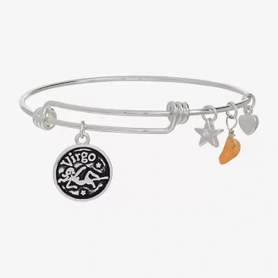 Sparkle Allure Zodiac Womens Red Ruby Pure Silver Over Brass Round Bangle Bracelet