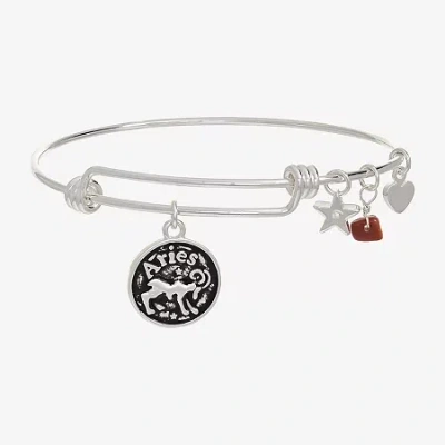 Sparkle Allure Zodiac Womens Red Ruby Pure Silver Over Brass Round Bangle Bracelet