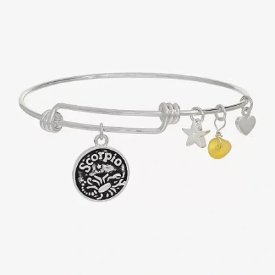 Sparkle Allure Zodiac Womens Red Ruby Pure Silver Over Brass Round Bangle Bracelet