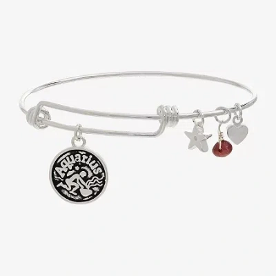Sparkle Allure Zodiac Womens Red Ruby Pure Silver Over Brass Round Bangle Bracelet In Metallic