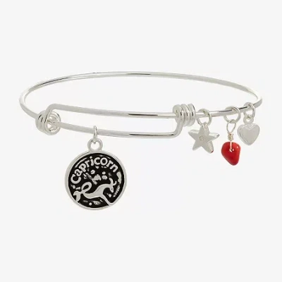 Sparkle Allure Zodiac Womens Red Ruby Pure Silver Over Brass Round Bangle Bracelet In Metallic