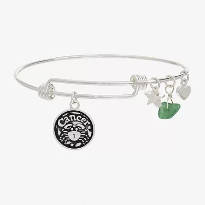 Sparkle Allure Zodiac Womens Red Ruby Pure Silver Over Brass Round Bangle Bracelet In Metallic