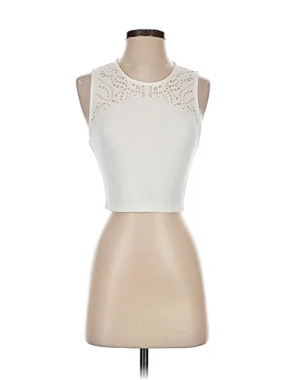 Pre-owned Sparkle & Fade Sleeveless Top Ivory Halter Neckline Tops In White