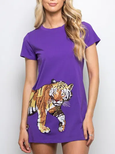 Sparkle City Geaux Tiger Wrap Around Dress In Purple