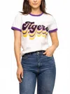 Sparkle City Retro Tiger Tee In White In Multi