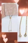 Sparkle Designs Women's Round Cz Briolette Gold Lariat Tennis Necklace In Gold