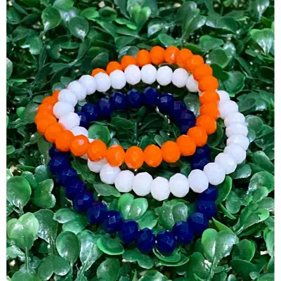 Sparkly South Wholesale 3 Houston Astros Stretchy Beaded Bracelets In Blue/orange/white In Multi