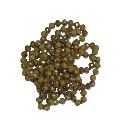 Sparkly South Wholesale Long Mix Beaded Necklace In Olive In Green