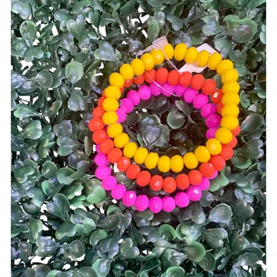 Sparkly South Wholesale Women's Bright & Bold Crystal Bracelet Set In Hot Pink, Fiery Orange, And Electric Yellow