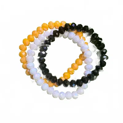 Sparkly South Wholesale Women's Halloween Beaded Bracelet Set In Orange, White, And Black In Multi