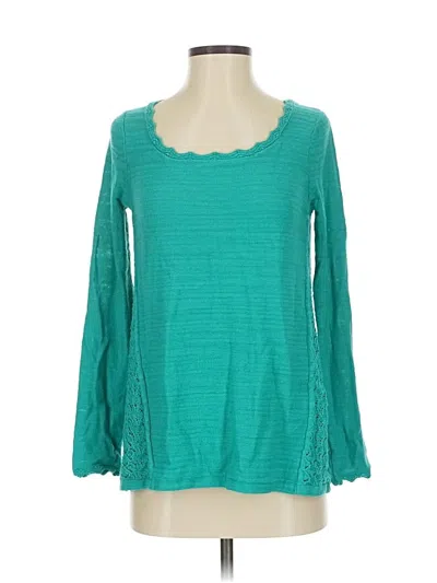 Pre-owned Sparrow 3/4 Sleeve Top Teal Boatneck Tops In Blue