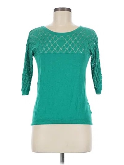 Pre-owned Sparrow 3/4 Sleeve Top Teal Boatneck Tops In Blue