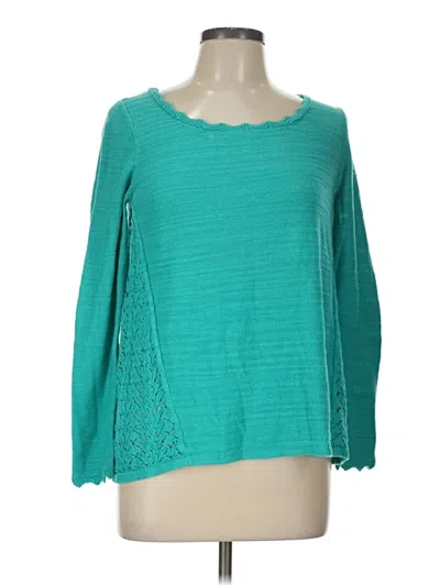 Pre-owned Sparrow 3/4 Sleeve Top Teal Scoop Neck Tops