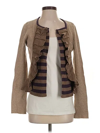 Pre-owned Sparrow Long Sleeve Top Brown Ruffles Neckline Tops