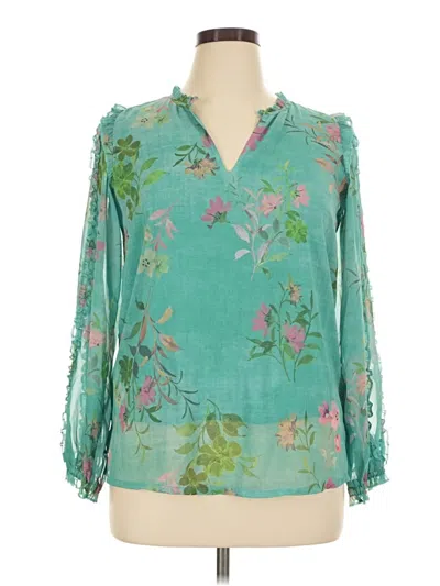 Pre-owned Spartina 449 3/4 Sleeve Blouse In Teal