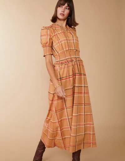 Spartina 449 Adelaide Midi Dress Botanic Garden Dash Plaid In Brown