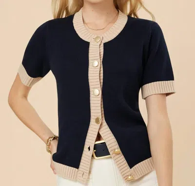 Spartina 449 Aileen Short Sleeve Sweater In Slate Blue In Multi