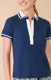 Spartina 449 Alina Pique Polo Shirt In Midnight Blue