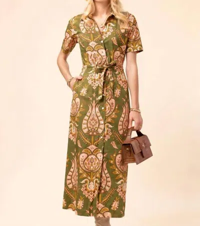 Spartina 449 Allison Midi Dress In Mercer House Damask Olive In Multi