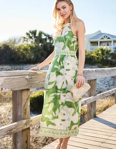 Spartina 449 Andie Midi Dress Ogeechee Tropical Leaf
