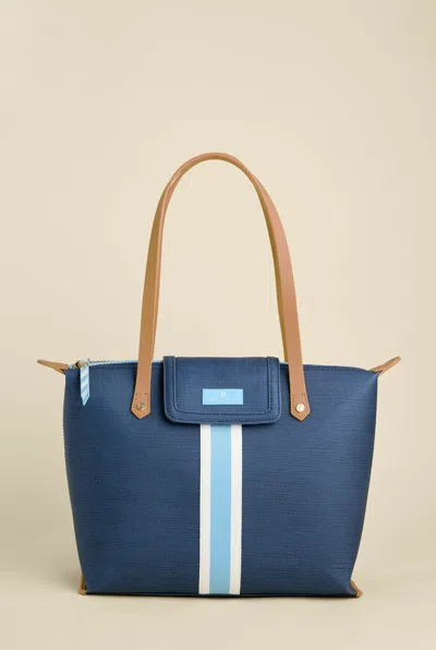 Spartina 449 Armada Zip Travel Tote Navy Blue Stripe