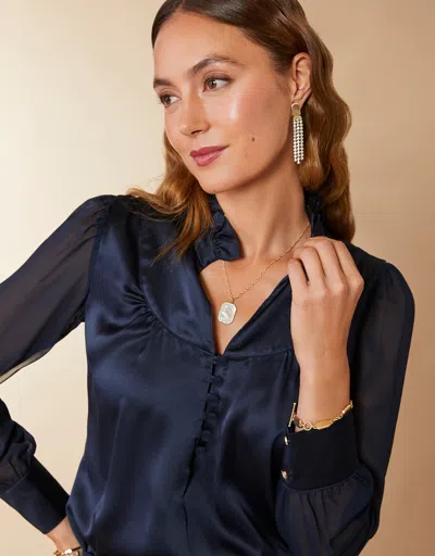 Spartina 449 Ayla Silk Blouse In Slate Blue