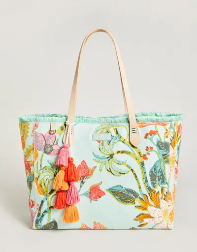 Spartina 449 Beach Tote Queenie Tropical Floral Sea Foam