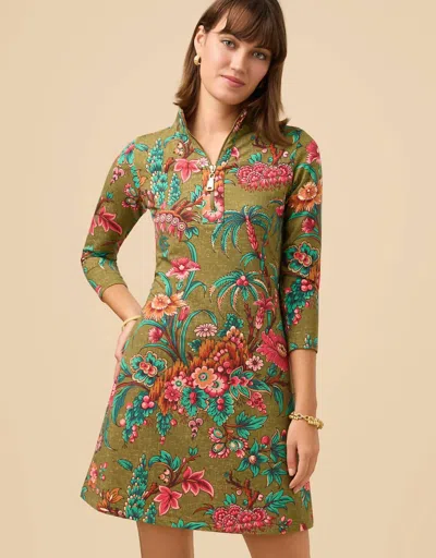 Spartina 449 Bridge Street Long Sleeve Dress In Olive Green