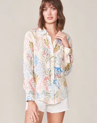 Spartina 449 Callie Linen Shirt Sea Foam Mermaids In Neutral