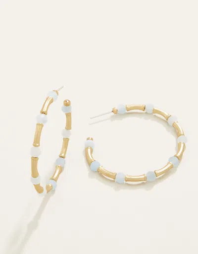 Spartina 449 Calm Waters Hoop Earrings Aquamarine In Gold
