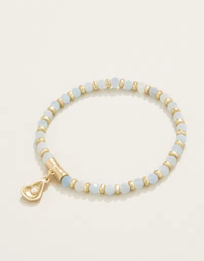 Spartina 449 Calm Waters Stretch Bracelet Aquamarine In Gold