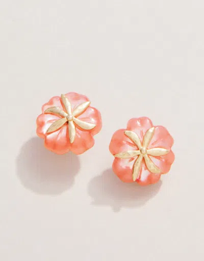 Spartina 449 Carved Flower Stud Earrings In Orange