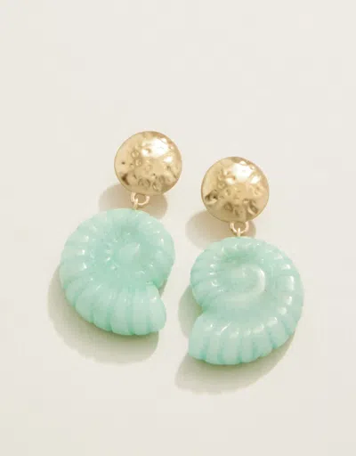 Spartina 449 Carved Moon Shell Earrings Jade In Blue