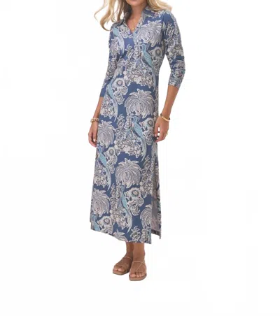 Spartina 449 Celia Midi Dress In St. Augustine Bird Palm Blue In Multi