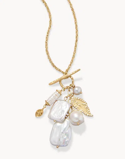 Spartina 449 Charlie Necklace Pearl Leaf, 32'' In Gold