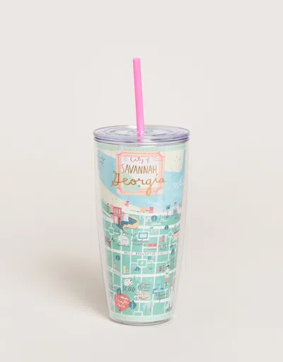 Spartina 449 Clear Drink Tumbler 24 Oz. Historic Savannah In Blue