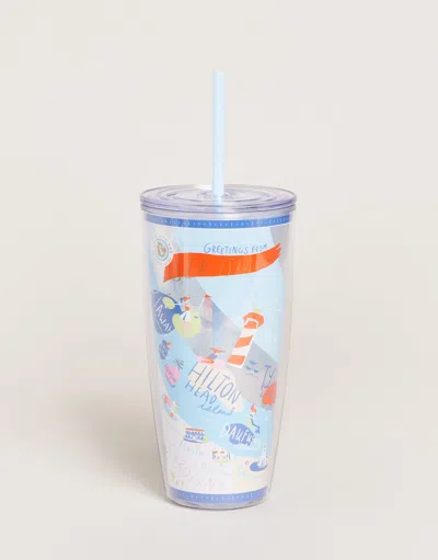 Spartina 449 Clear Drink Tumbler 24 Oz. Sea Islands In Blue