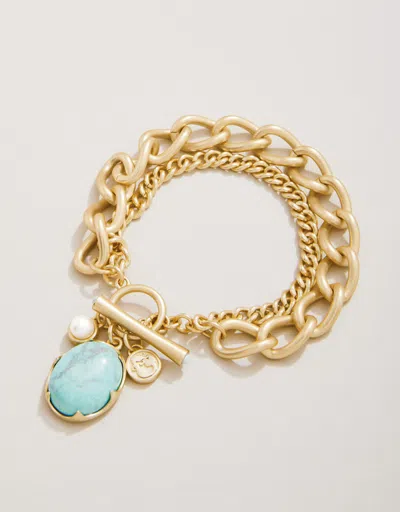 Spartina 449 Coralie Toggle Bracelet Light Turquoise In Gray