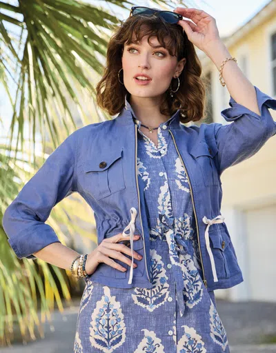 Spartina 449 Dani Linen Jacket Indigo Blue