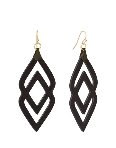 Spartina 449 Deco Drama Leather Earrings In Black