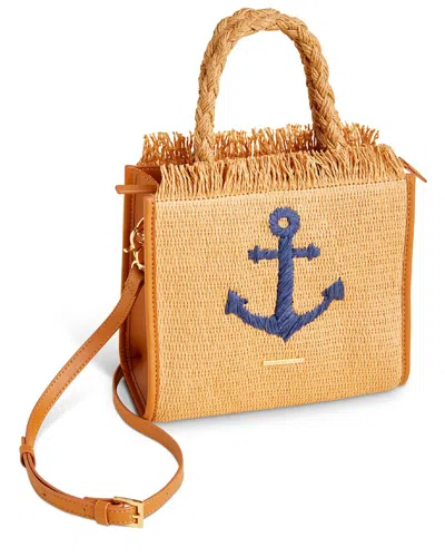 Spartina 449 Dune Woven Straw & Leather Satchel In Blue