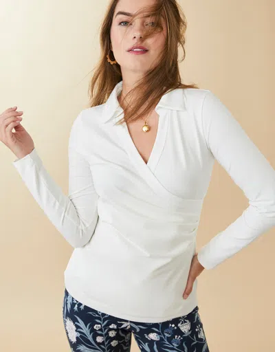 Spartina 449 Edeline Long Sleeve Wrap Top Pearl White In Neutral