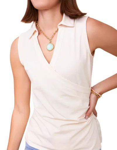 Spartina 449 Edeline Sleeveless Wrap Top In Buttercream In White