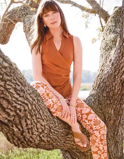 Spartina 449 Edeline Sleeveless Wrap Top Mocha In Brown