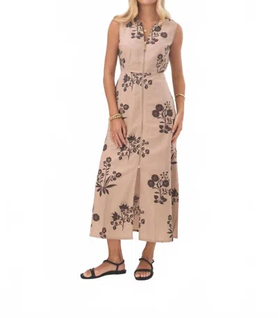 Spartina 449 Eloise Zip Dress In St. Augustine Folk Foral Wren In Neutral