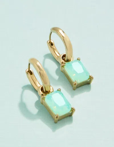 Spartina 449 Emerald Drop Convertible Hoop Earrings Sea Foam In Gold